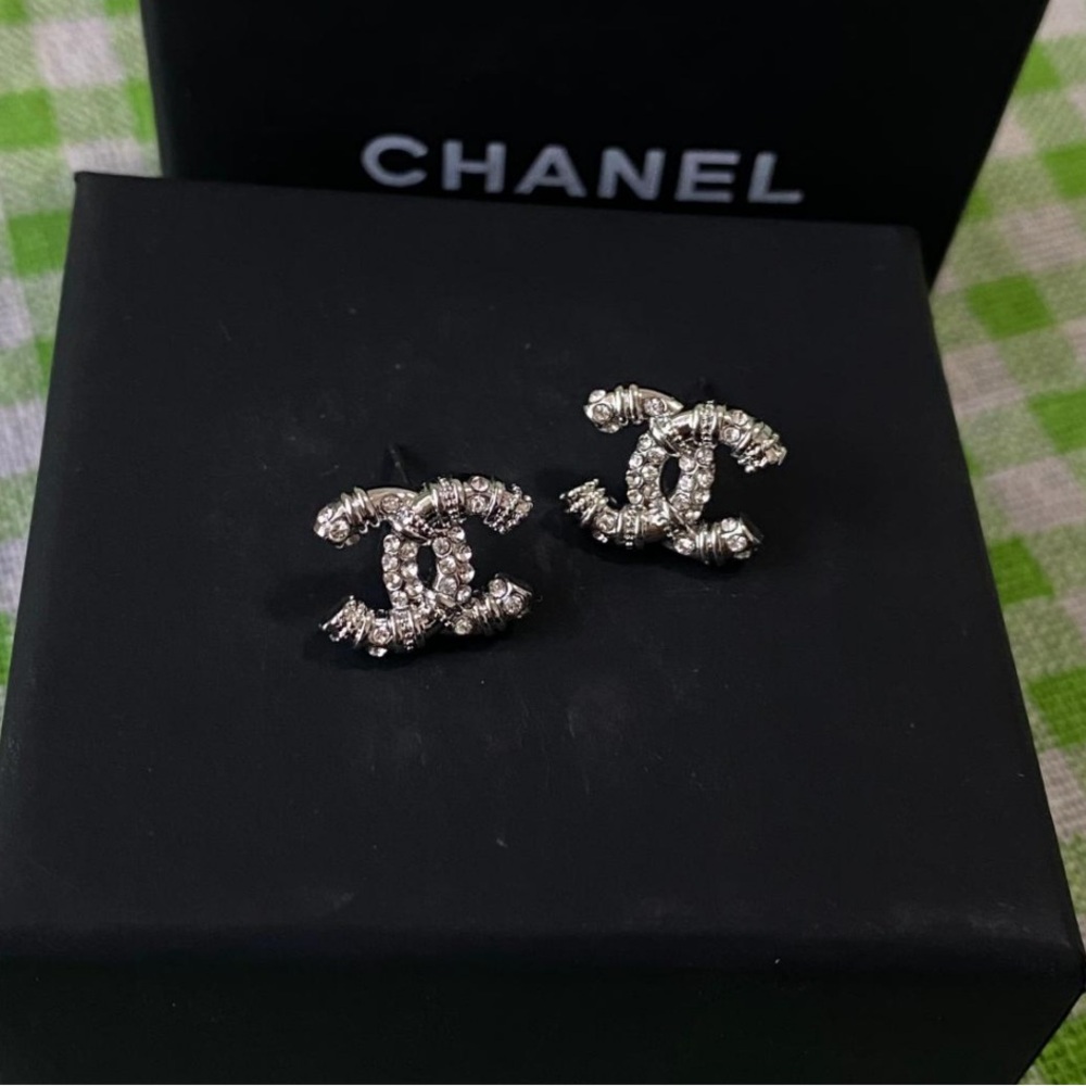 Chanel Earrings with Distinctive CC Logo Embellishment